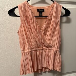 Japna Peach Pleated Sleeveless Blouse